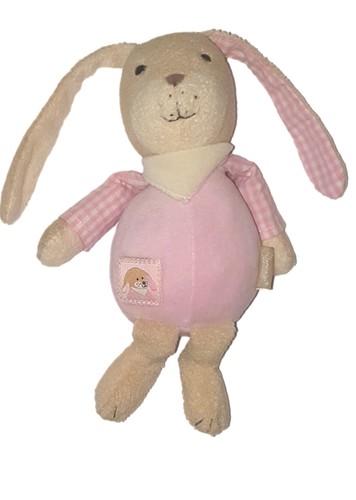 Doudou lapin rose carreaux