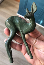 Joli Bronze Patiné Art déco Biche Faon signé SCHOTT 13cm