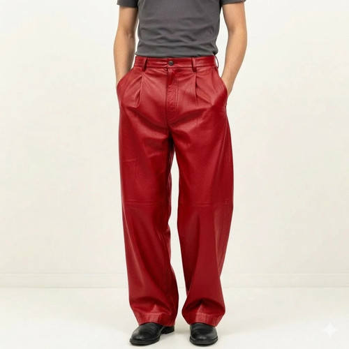 Pantalon cuir plissé à - pantalon,