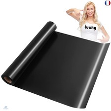 Rouleau Vinyle Thermocollant Noir 30,5 cm × 5 m, Flex Thermocollant pour 