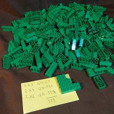 LEGO LOT  Qte 533  briques Vert Neuf Neuve 2x3 2x4 2x6