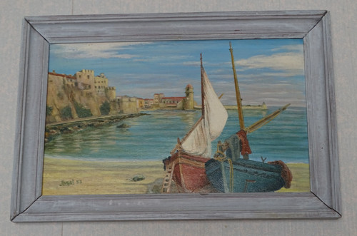 Tableau huile sur bois - sur,
