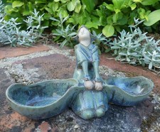 DENBAC salière poivrière en GRES vers 1920 "femme tirant les filets" T. BON ETAT