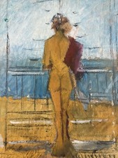 Très Belle Peinture Femme Nue Nu Huile Carton Cubiste Cubisme A Identifier 1950