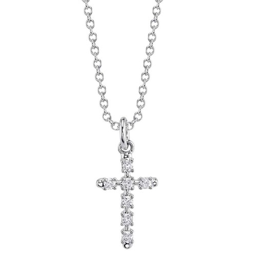 14k blanc diamant croix - 14k,