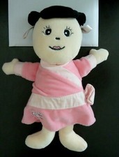 V. DOUDOU AJENA POUPEE FILLE CHINOISE ROBE ROSE ECRU FLEUR CHEVEUX NOIR NEUF*