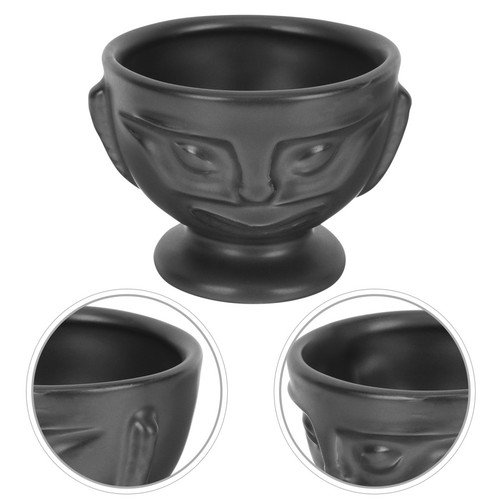 Black ceramic tiki mug - black,