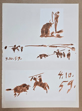 Lithographie en bistre d'après Pablo PICASSO : Toros y Toreros. Tauromachie