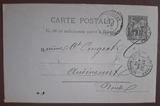  ENTIER  10c SAGE n° 89-CP2 avec obl Gare NANCY et TIMBRE QUITTANCE 10c de 1884