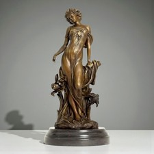 Statue femme Art Nouveau bronze sur socle marbre 28 cm / Bronze lady marble base