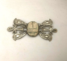 ancienne broche égyptienne ART DECO argent massif Scarabée Bijoux Egypte Croix
