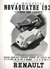 AD PUBLICITE AUTOMOBILES CARS NOVAQUATRE RENAULT 1938