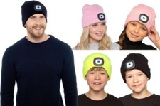 LED Bonnet Tricot Adultes & Enfants Tricoté Mains Gratuit Clair Dessus Chapeaux