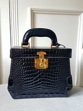 Gucci limited exotic leather black vanity travel handbag bag purse 