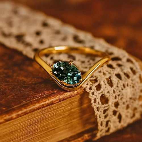 Bague solitaire saphir teal - bague, en