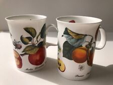 LOT  2 MUGS DUNOON PORCELAINE ANGLAISE  MOTIFS APPLE PEACH AND APPLE NECTARINE