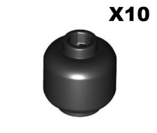 Lego ® Lot 10 Tête Noir Figurine Minifig Black Head 1x1 Brique Ronde 3626 NEW