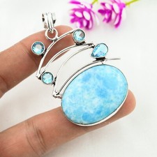 Larimar, Blue Topaz Pendant
