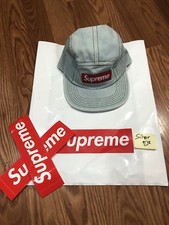 NEW Supreme Denim Washed Chino Twill Camp Cap 2017 SS17 Hat Jean Box Logo