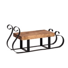 Traîneau de Noël décoratif en métal noir 25 x 29 x 63 cm, poids 5 kg