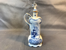 Ancienne fiole de salle de bain en porcelaine de DELFT décors moulin vintage