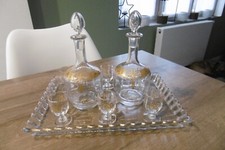 ancien service à liqueurs en cristal de Baccarat émaillé doré