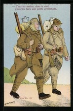 CPA Illustrateur sign. A. Dumont: des soldats avec Gewehr et Tornister unterweg 