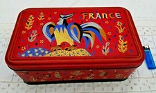 boîte coffret en tôle lithographiée décor de coq stylisé publicité coq Gaulois