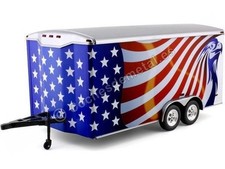 2021 Remorque à deux axes décorée avec un drapeau américain 1:18 Auto World AMM1