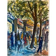 DUBUC Roland (1924-1998) "Fête Foraine" - Grande Gouache/Papier - 65x50 cm