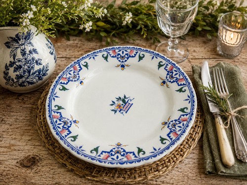 Grand plat rond ancien gien - plat,