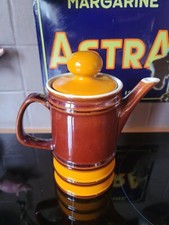 CAFETIÈRE THÉIÈRE VINTAGE MARRON ET ORANGE RÉTRO