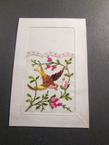 Carte postale brodee oiseau - , et