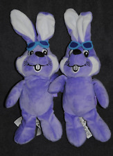 Lot 2? Doudou Lapin MILKA Mauve Violet Blanc Lunette Bleu Peluche Etat NEUF