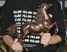 14 " Old Chinese Bronze Gilt Dynasty Feng Shui Animal war-horse Statue