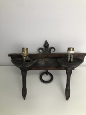 applique murale ancienne En Bois Et Fer Forgé Vintage Style Médiéval Collection