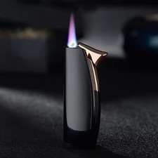 Briquet Tempête Noir & Or Rose – Flamme Bleue Rechargeable Coupe-Vent Femme