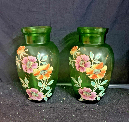 Paire vases émaillés - de,