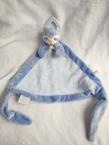 Doudou plat raton - laveur, bleu