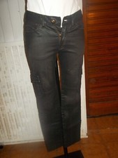 Pantalon noir enduit stretch slim  I-CODE by IKKS taille basse w24 34fr 18ts41