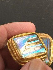 Boucles d'oreilles vintage métal doré et verre coulé du créateur MICRIS