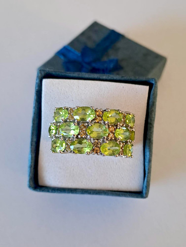 Bague bandeau péridot - , saphir