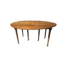 Table ronde 6 pieds en Merisier avec  3 allonges 