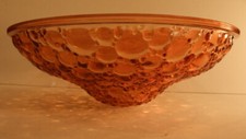 Vasque en verre couleur ambré rosé, percée de 3 trous, diamètre 35cm
