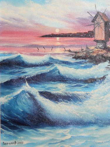 Tableau huile moulin - à, vent
