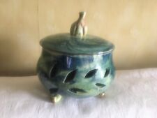 VINTAGE SUPERBE POT À AIL CÉRAMIQUE GRÉOUX NUANCES DE BLEU