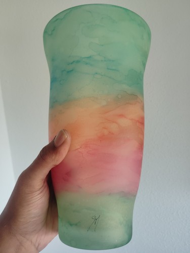 Superbe vase pâte - , verre