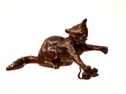 Bronze animalier chat et - bronze,