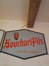 ancienne plaque tôle publicitaire non émaillée grande bière bouchart pils
