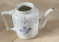 Ancienne Théière en faïence de LUNÉVILLE Croix De Lorraine Chardons